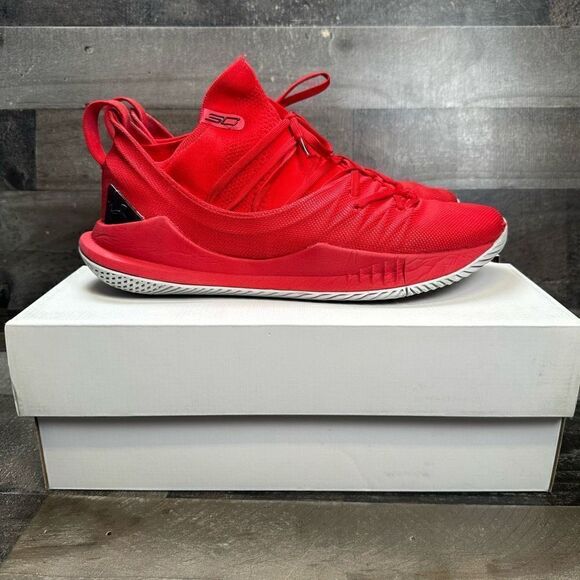 Under Armour Curry 5 Men’s Size 11.5 Basketball Shoes Red Fired Up Champ Ed Rare - Picture 1 of 11